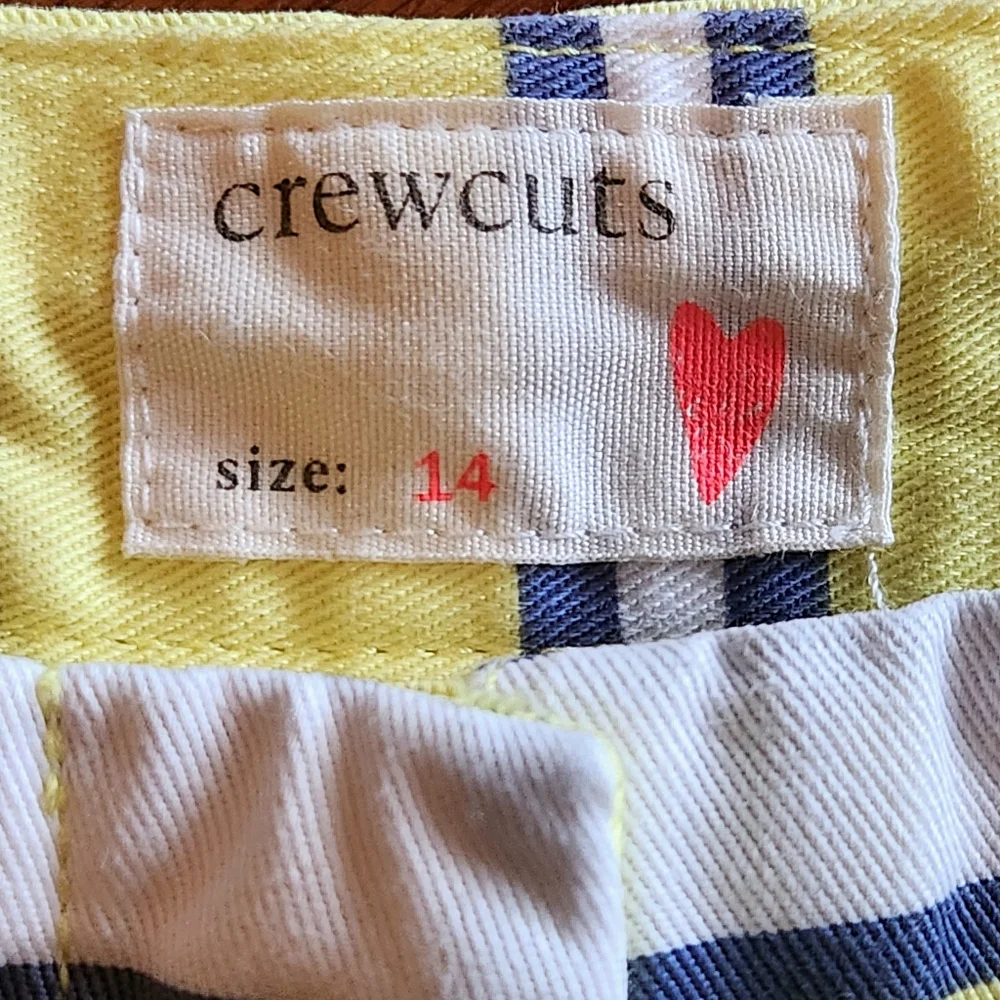 Crewcuts striped chino shorts Size 14 Colors citron navy and white